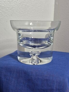 Vintage Krosno Poland Art Glass Candle Holder Controlled Bubble